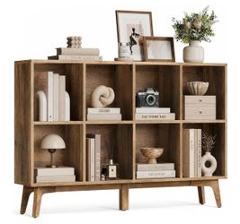 Bookshelf, Bookcase, Cube Shelf with 8 Compartments, Storage Shelf, for Living Room, Home Office, Dining Room, 9.4 x 47.1 x 30.3 Inches, Honey Brown U