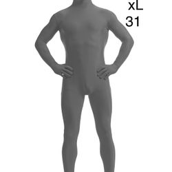 Zentai Full Bodysuit Unitard Open Face Gray Adult XL / Traje de Cuerpo Adulto Gris XG 