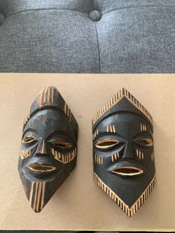 Pair of African Carved Wooden Masks