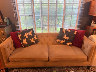 Great Deal for a Chesterfield Couch, Camel 77.5” wide