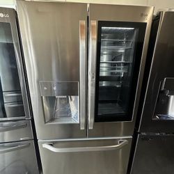 LG STUDIO STAINLESS STEEL COUNTER DEPTH FRENCH DOOR REFRIGERATOR/ CUBE/ CRUSHED/ CRAFT ICE / dents