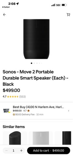 Sonos Move 2 Portable Smart Speaker – Black