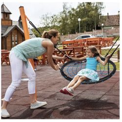 40'' Spider Web Tree Swing Set w/ Adjustable Hanging Ropes Kids Play Set Blue, Black