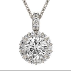 0.80 CTTW. Natural VS Diamond Halo Pendant 