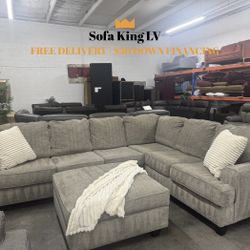 Free Delivery* Like New Gray “L” Shape Sectional Sofa with Ottoman!
