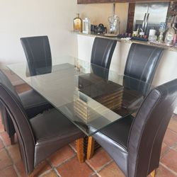 Dinning Table W/ 6 Chairs - Not Leather