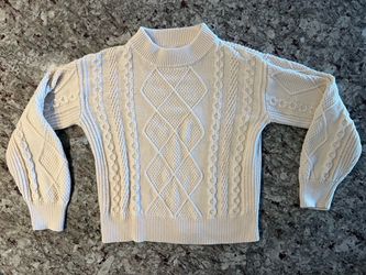 Universal Thread Women's Cream Cable Knit Pullover Long Sleeve Sweater Size S
