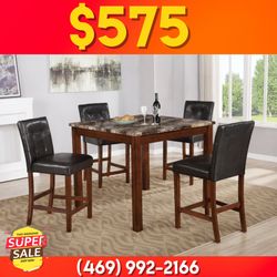 New Pub Dining Table With 4 Chairs - Delivery And Financing Available 
