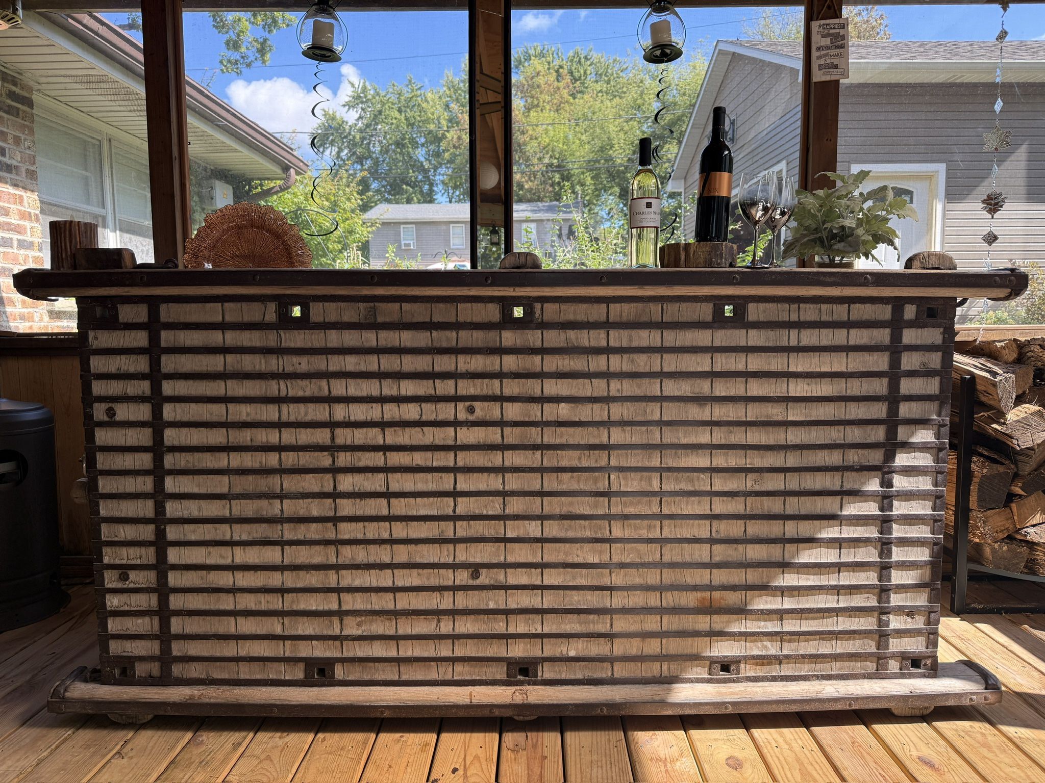 Custom-Built Antique Ox Cart Bar | Rustic Reclaimed Wood Statement Piece