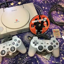Original Sony PlayStation 1 Bundle | 2 Controllers, Memory Card and Game Included