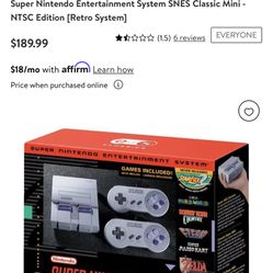 Super Nintendo Entertainment System SNES Classic Mini - NTSC Edition Retro  System 