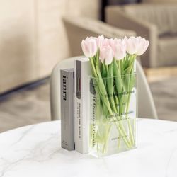 Home Decor Flower Acrylic Book Vase