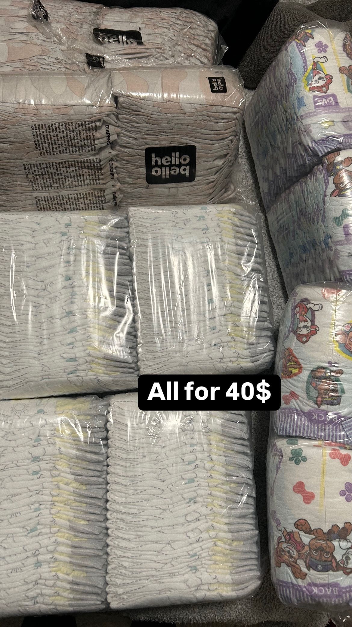 Size 1 diapers: pampers, luvs and hello bello