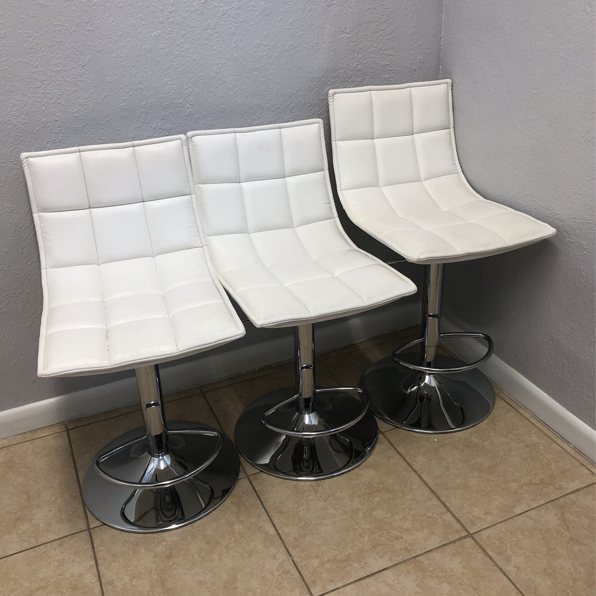 White Leather Stool Chairs