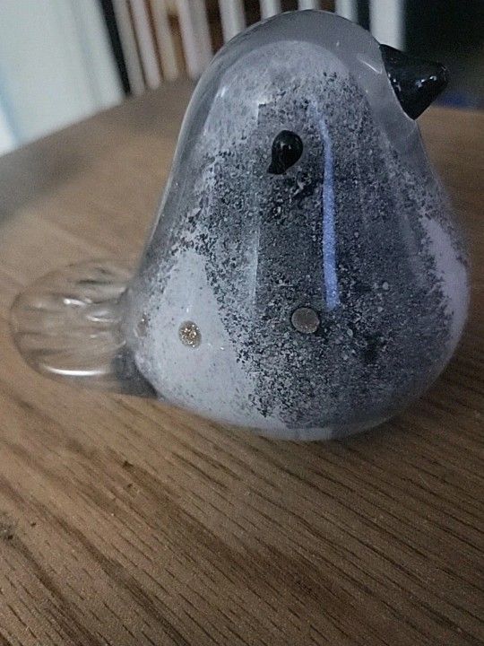 Granilla Glass Birds White Clear Gold Elegant glass bird figurine 