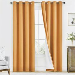 Orange Gold Velvet Curtains