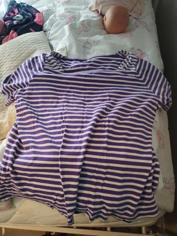 White And Purple Striped Shirt