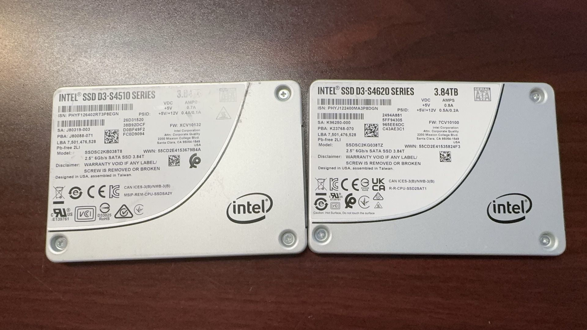 Intel SSD D3-S4510 Series 3.84 TB (Tested, Price For Each)