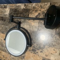 10x Magnifying LED Wall-Mounted Makeup Mirror with Adjustable Arm - Black