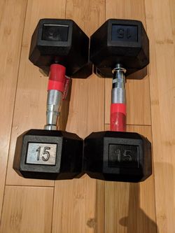 Brand New pair of dumbbells of 15 lbs rubber hex