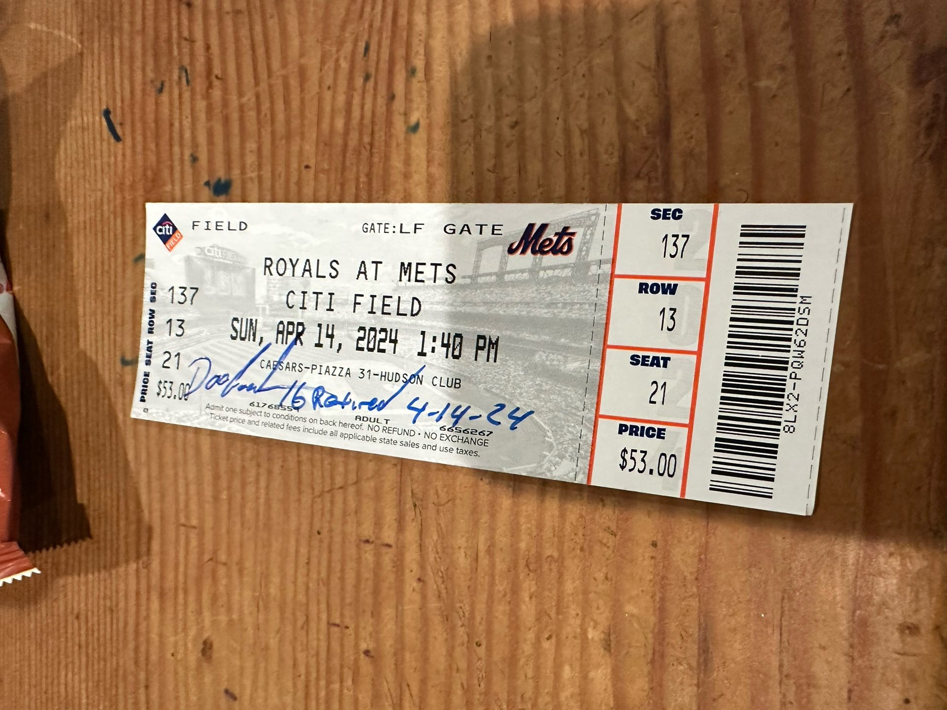 Dwight Gooden Retirement Ticket Stub
