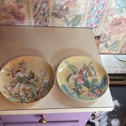 Set Of Two Porcelain Decorative Fairy Plates, 8 Inches