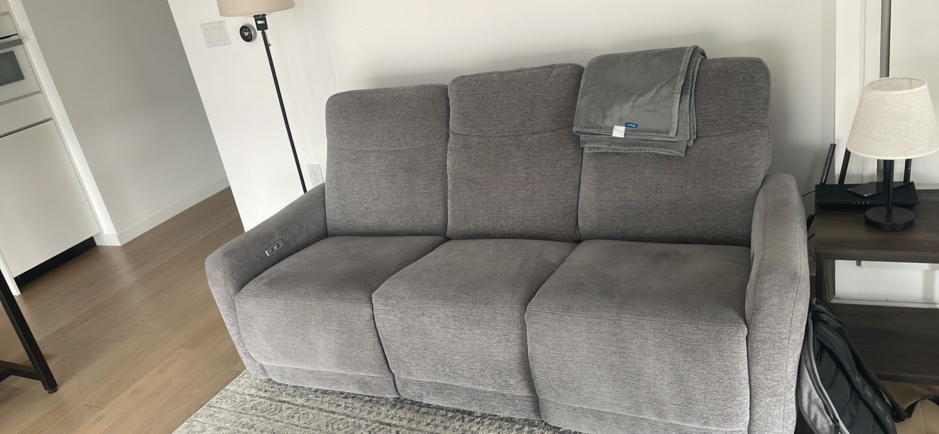Yardley Chenille Power Sofa with Power Headrest and Lay Flat