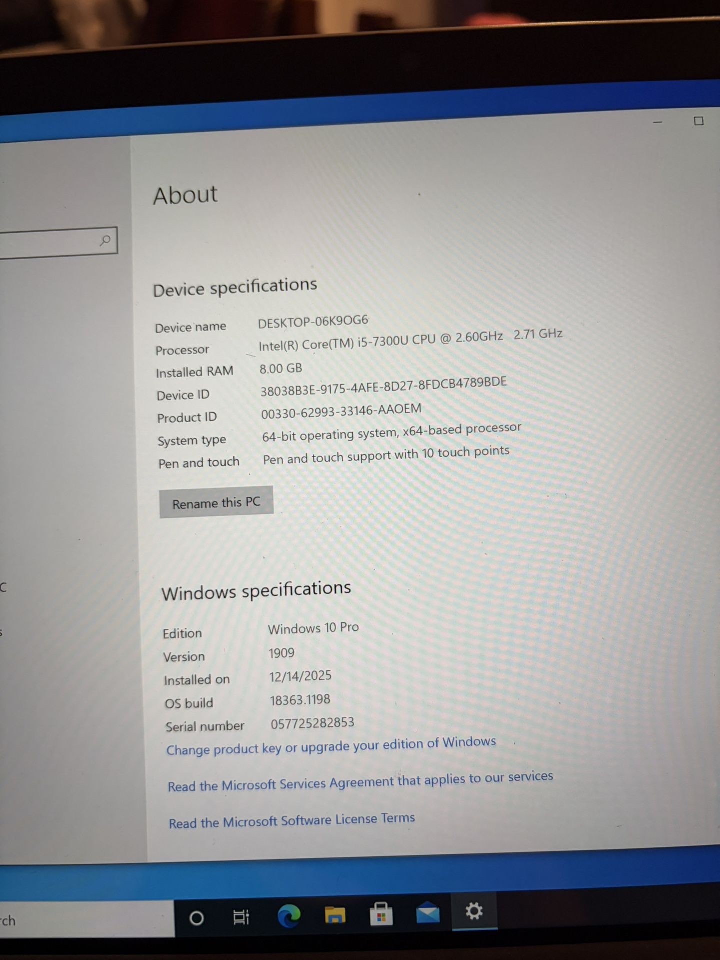 Intel(R) Core(TM) i5-7300U CPU @ 2.60GHz 2.71 GHz