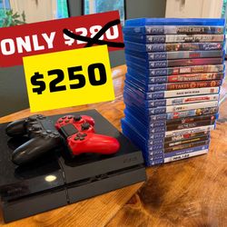 PS4 Slim + 2 Controllers + Games Bundle – Great Condition Now For Only $250!!