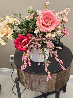 Fake flowers in a bucket