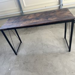 Rustic Office Desk - Metal Sled Base, Warm Wood Finish Rectangular Vintage Charm