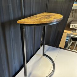New - Half Round Brown End Table 20” Long 23.5” Tall 10” Deep Narrow End Table 