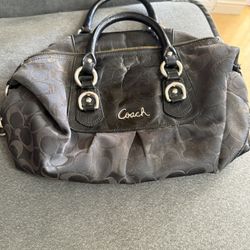 Coach Black Y2K Purse with Leather Trim 