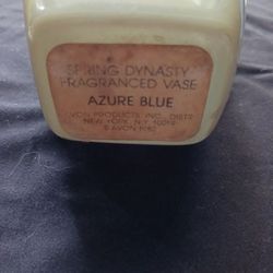 Vintage Avon Spring Dynasty Vase Azure Blue Embossed with Birds and Flowers 1982