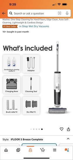 Tineco iFLOOR 5 Breeze Complete Wet Dry Vacuum Cordless Floor Washer