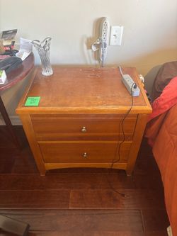 Wood Nightstand with Two Drawers
