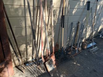 Lot of Garden Tools – Rakes, Shovels, Forks