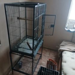 Large Bird Cage On Wheels  