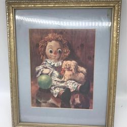 Vintage Raggedy Ann Signed Framed Lithograph