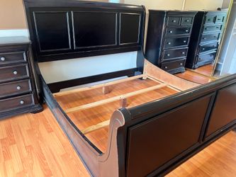 Black, wood, bed frame