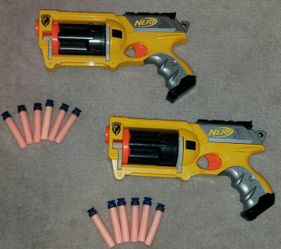 2 NERF Maverick Rev-6 Nerf Guns With Darts