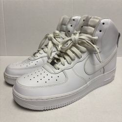 Nike Air Force 1 Triple White Shoes Sizes W10.5/M9 Leather High Top Sneakers