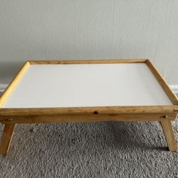 2 Wooden Serving Trays – Folding Bed Table 22x14 & Handled Tray 19x14