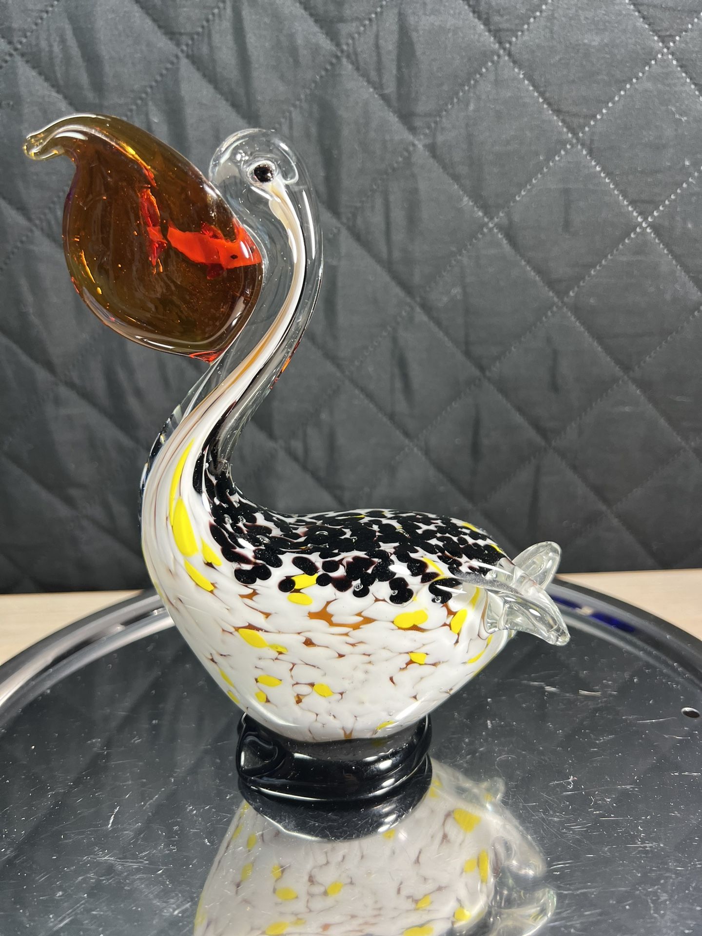 Vintage Art Glass Pelican Paperweight With Fish In His Mouth Vintage Glass