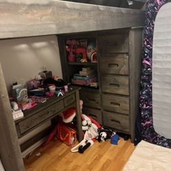 Loft Bunkhouse Bed With Desk & Ladder (new)