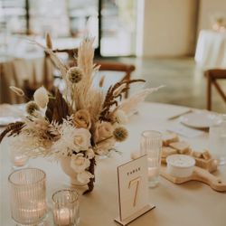 Light Wooden Golden Table Numbers 