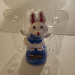 SOLAR POWERED DANCING BUNNY blue BOBBLE HEAD TOY SUN CATCHER NOS EASTER