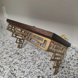 Vintage Brass & Wood Wall Shelf Bracket $30