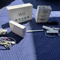 Nintendo Wii Console Bundle With 17 Games, 2 Controllers, Cables, Manuals, Box - TESTED WORKING-  CASH ONLY