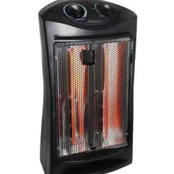1500-Watt Black Electric Tower Quartz Infrared Space Heater with Thermostat